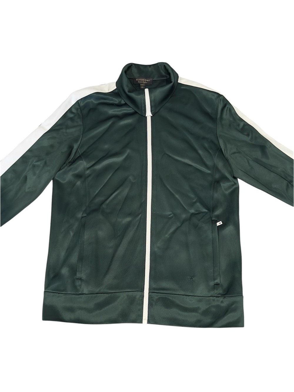 Burberry Dark Green Track Jacket with White Stripe